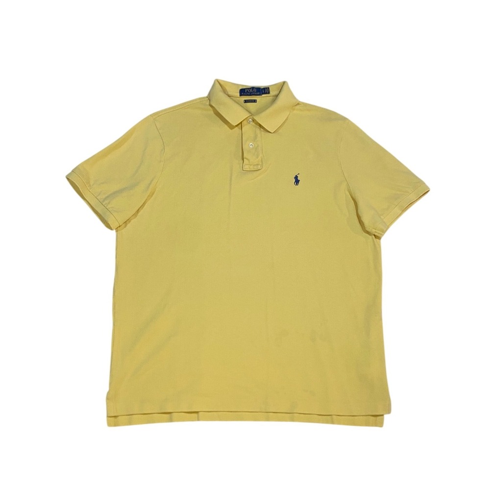 Polo Ralph Lauren Mens Classic Fit Short Sleeve Pique Polo Shirt Yellow Large